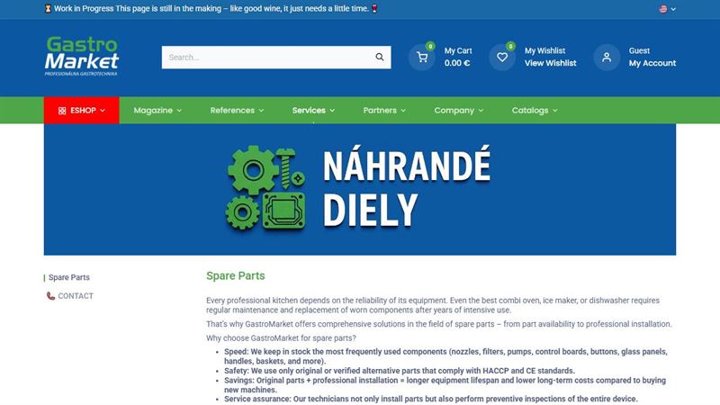 GastroMarket - Servis / Náhradné diely