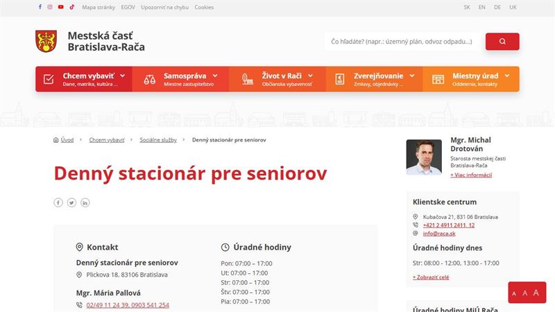 Denný stacionár pre seniorov