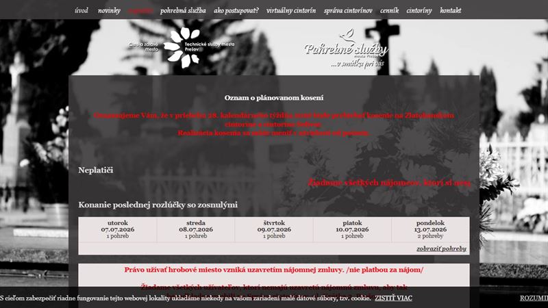 po_row_00794 Pohrebné a cintorínske služby mesta Prešov