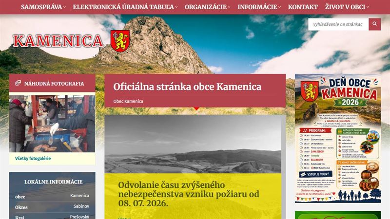 Oznamy obce Kamenica