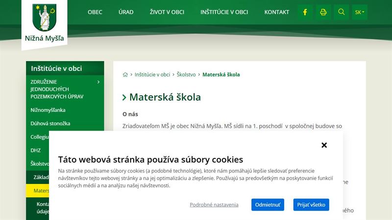 website_01437 Materská škola Nižná Myšľa