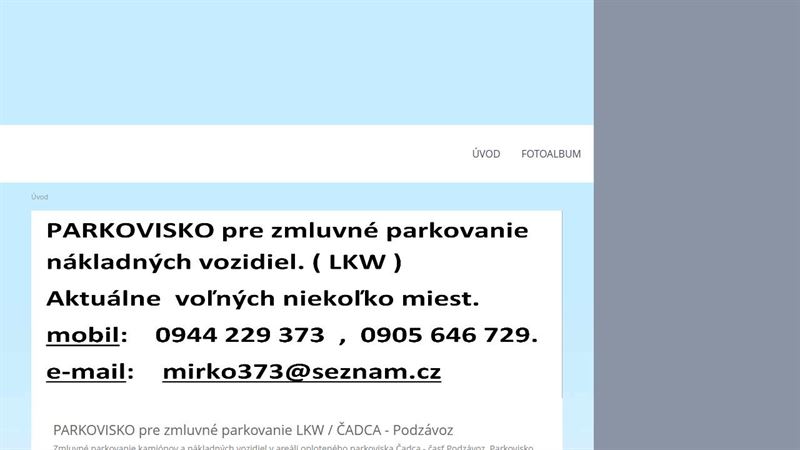 Parkovisko pre zmluvné parkovanie LKW